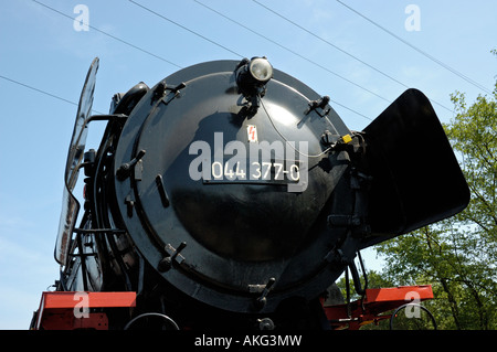 Nahaufnahme von erhaltene Dampflokomotive während 30. Geburtstagsfeiern, Bochum Eisenbahnmuseum (größte Länder) in Deutschland. Stockfoto