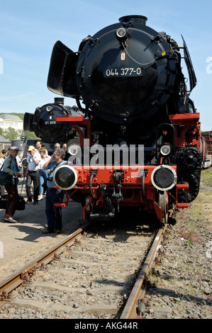 Anzeige der erhaltenen Dampflokomotiven während der 30. Geburtstagsfeiern, Bochum Eisenbahnmuseum (größte Länder) in Deutschland. Stockfoto