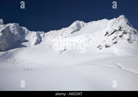 Kletter-Party am Davis Schneefeld über Franz Josef Glacier Westküste Südinsel Neuseeland Antenne Stockfoto