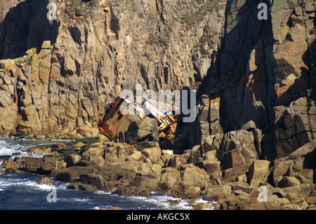 Schiffbrüchige Hulk Schiffbruch Lands End Meer Stockfoto