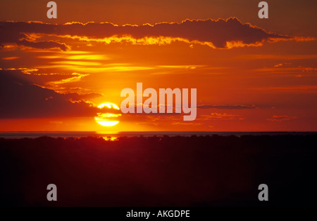 Dramatischen Sonnenuntergang im Etosha Nationalpark, Namibia. Stockfoto