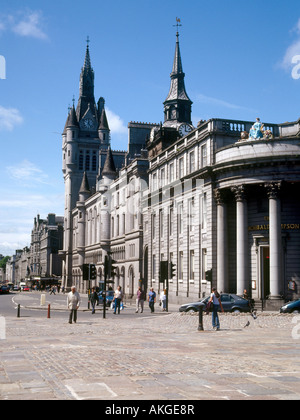 Dh UNION STREET, Aberdeen Town house Clock Tower Sheriff Court Stadt Gebäude Zentrum Stockfoto