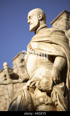 Statue, Alfonso VI, Puerta Nueva de Bisagra, Toledo, Kastilien-La Mancha, Spanien Stockfoto