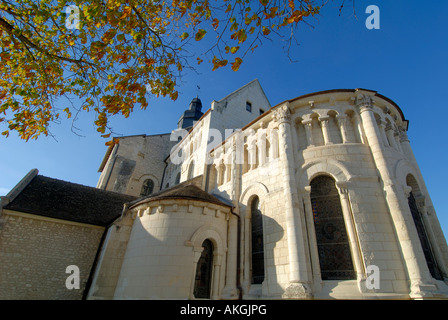 Sainte Marie Abteikirche, Saint Genou, Indre, Frankreich. Stockfoto