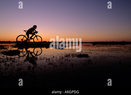 Sonnenuntergang, Pauli Maiori Marsh, basaltischen Hochebene Giara di Gesturi, Marmilla, Sardinien, Italien Stockfoto