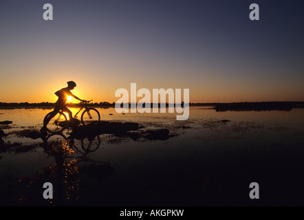 Sonnenuntergang, Pauli Maiori Marsh, basaltischen Hochebene Giara di Gesturi, Marmilla, Sardinien, Italien Stockfoto