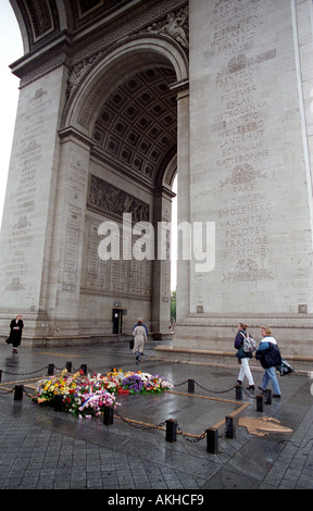 Das Grab des unbekannten Soldaten unter dem Arc de Triomphe in Paris Frankreich Stockfoto