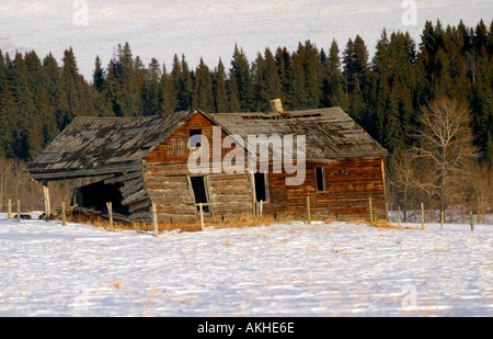 Alten Bauernhof Blockhaus Horizontal Stockfoto