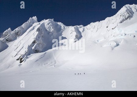 Kletter-Party am Davis Schneefeld über Franz Josef Glacier Westküste Südinsel Neuseeland Antenne Stockfoto