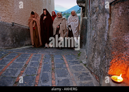 Via Crucis, Savoca, Sizilien, Italien Stockfoto