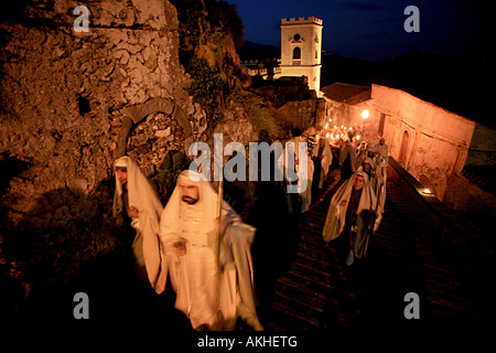 Via Crucis, Savoca, Sizilien, Italien Stockfoto