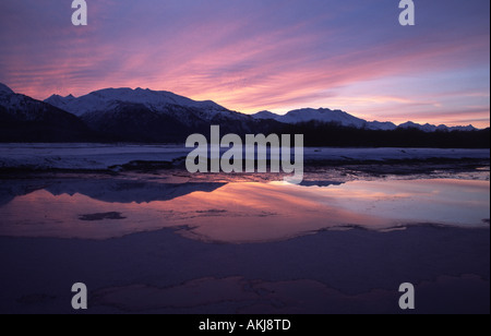 Chilkat Valley bei Sonnenuntergang Stockfoto