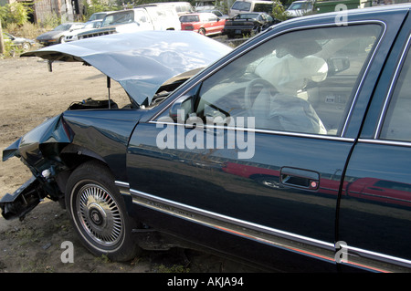 Ergebnisse einer zwei Autos Autounfall wo Airbags Leben gerettet Stockfoto