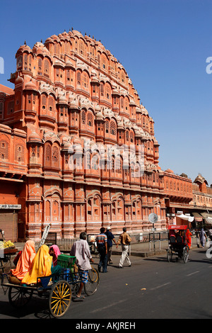 Indien, Rajasthan, Jaipur, Hawa Mahal oder Windpalast Stockfoto