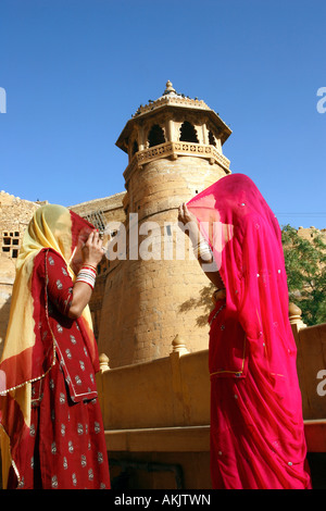 Indien, Rajasthan, Jaisalmer, Zitadelle Eintrag Stockfoto