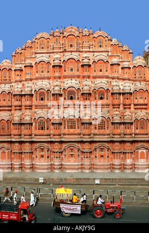 Indien, Rajasthan, Jaipur, Hawa Mahal oder Windpalast Stockfoto