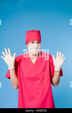 Ärztin, tragen scheuert Stockfoto