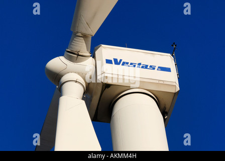 Nahaufnahme von Windenergieanlagen und Windparks auf Todmorden Moor in West Yorkshire Stockfoto