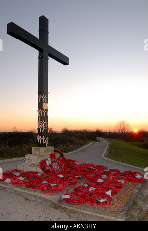 Holzkreuz von Lochnagar Crater, Somme Schlachtfeld, Frankreich Stockfoto