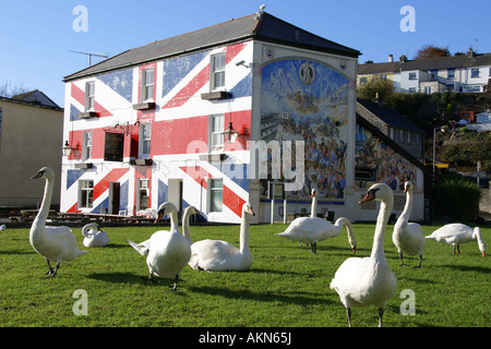 Die Union Inn an der Basis der Royal Albert Bridge in Saltash Cornwall UK England Stockfoto