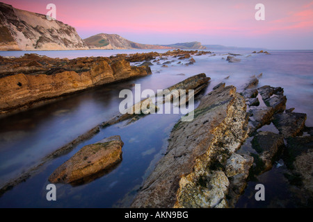 Felsvorsprüngen Mupe Felsen auf der Jurassic Coast of Dorset Stockfoto