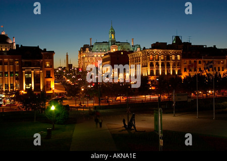 Nelsons Säule, Hotel de Ville, Place Jacques Cartier, Old Montreal, Montreal, Quebec, Kanada Stockfoto