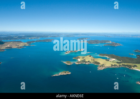 Luftbild von der Bay of Islands aus einem kleinen Flugzeug, Northland, Nordinsel, Neuseeland Stockfoto