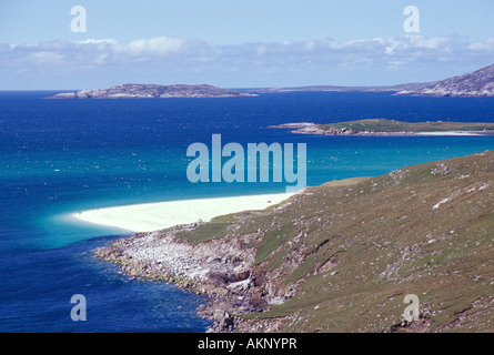 abgelegenen weißen Sandstrand nördlich von Hushinish Bucht Insel Harris Mountains western Isles äußeren Hebriden Schottland Stockfoto