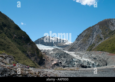 Wanderer in der Nähe von Terminal (Fuß) von Fox Glacier, Südinsel, Neuseeland Stockfoto