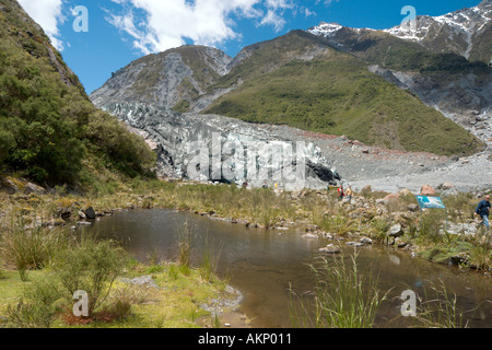 Das Terminal (Fuß) von Fox Glacier, Südinsel, Neuseeland Stockfoto