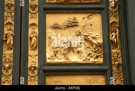 "Türen des Paradieses" oder "Gates Of Paradise", East Türen von Lorenzo Ghiberti, der Abraham Panel - "Türen des Paradieses" oder "Gates Of Paradise", östlich der Türen Stockfoto