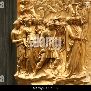 "Türen des Paradieses" oder "Gates Of Paradise", East Türen von Lorenzo Ghiberti, die Josua Panel (Detail) - "Türen des Paradieses" oder "Gates Of Paradise", Eas Stockfoto