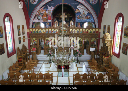 Inneren Luftaufnahme einer typischen UK griechisch-orthodoxe Kirche in Cardiff UK Stockfoto