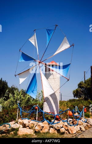 Eine kleine Windmühle neue Kamiros Rhodes Greece Stockfoto