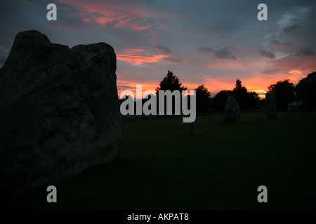 Avebury Steinkreis in der Nähe von Marlborough in Wiltshire. Stockfoto