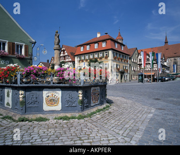 Marktbrunnen, Rathaus, St. MichaelKirche, Feuchtwangen, Sulzach
