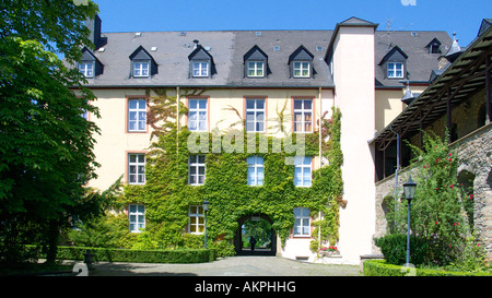 Schloss Rheingrafen, Schlossakademie, Volkshochschule, Hochstetten Rheingrafen, Autobahndreieck, Hunsrueck, Rheinland-Pfalz Stockfoto