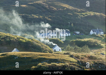 Rauchen Schornsteine Portuairk, Ardnamurchan, Lochaber, Highland, Schottland, UK Stockfoto