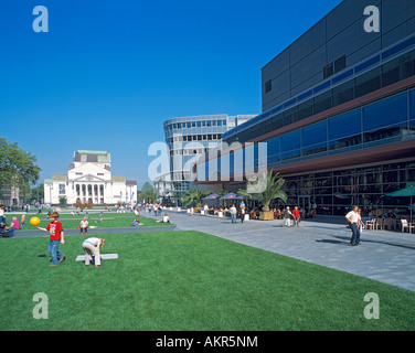 Theater Und Philharmonie, Deutsche Oper bin Rhein, Stadtpalais, Neue Mercatorhalle, Neue Mitte in Duisburg, Rhein, Ruhrgebiet, Nordrhein-Westfalen Stockfoto