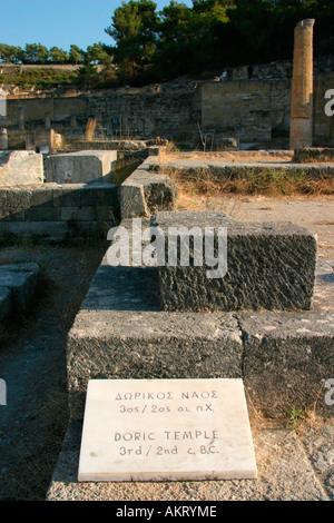 Die Ruinen des dorischen Tempels in der antike Kamiros, Rhodos Stockfoto