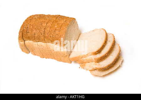 Brot in Scheiben Vollkornbrot isoliert auf einem weißen Studio-Hintergrund. Stockfoto