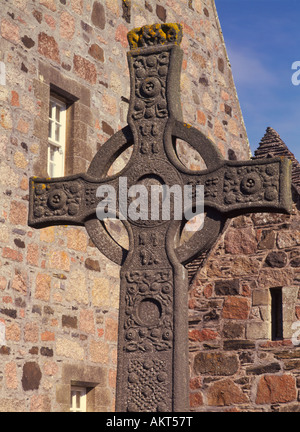 Detail-St John's Cross (Nachbau des Orginal), Iona Abbey, Schottland Stockfoto