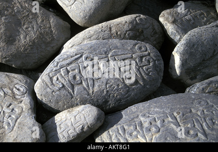 Mani Steinen Kagbeni Annapurna Trail Nepal Stockfoto