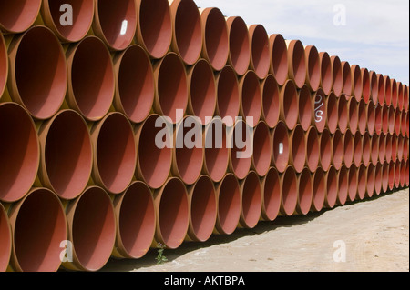 bereit, auf eine massive neue Gaspipeline-Projekt von Ost zur Westküste zur Sicherung der künftigen Gas verlegt werden Rohre liefern vom Kontinent Stockfoto