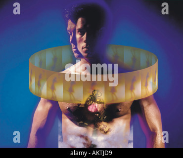 1 ein Mann männliche abstrakte Muster umgeben von Printkatalogen Bilder Stockfoto