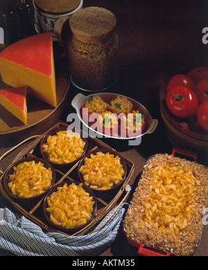 Makkaroni-Käse-Auflauf-Asortment Bon Appetit Stockfoto