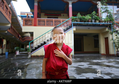 Tibetische Mönche in Kathmandu Nepal die Mehrheit der Mönche in Nepal sind Flüchtlinge aus Tibet und Leben in den Klöstern in Nepal Stockfoto