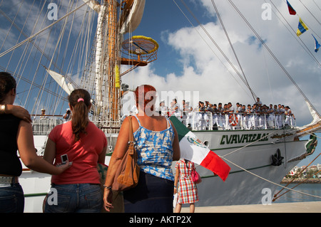 Mexikanische Marine Großsegler, Cuauhtémoc, Las Palmas, Gran Canaria im September 2007 verlassen Stockfoto