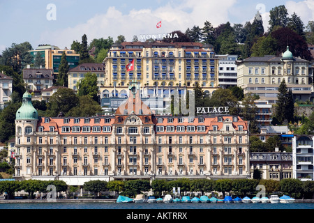 Palace Hotel und Art Deco Hotel Montana Luzern Kanton Luzern Schweiz Stockfoto