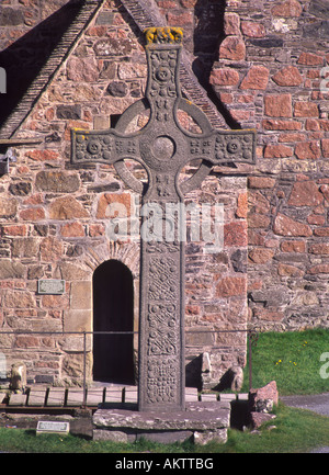 St John's Cross (Nachbau des Orginal), Iona Abbey, Schottland Stockfoto